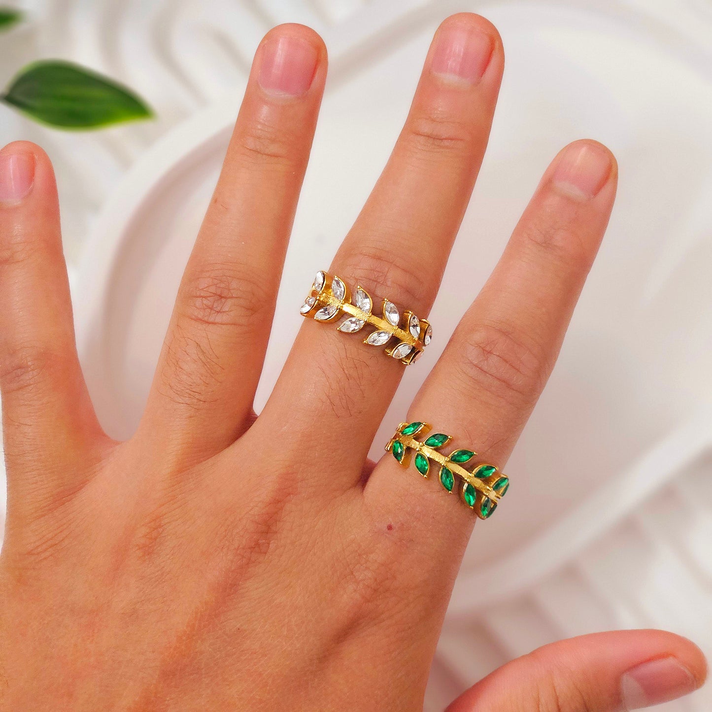 Glass Leaf Ring