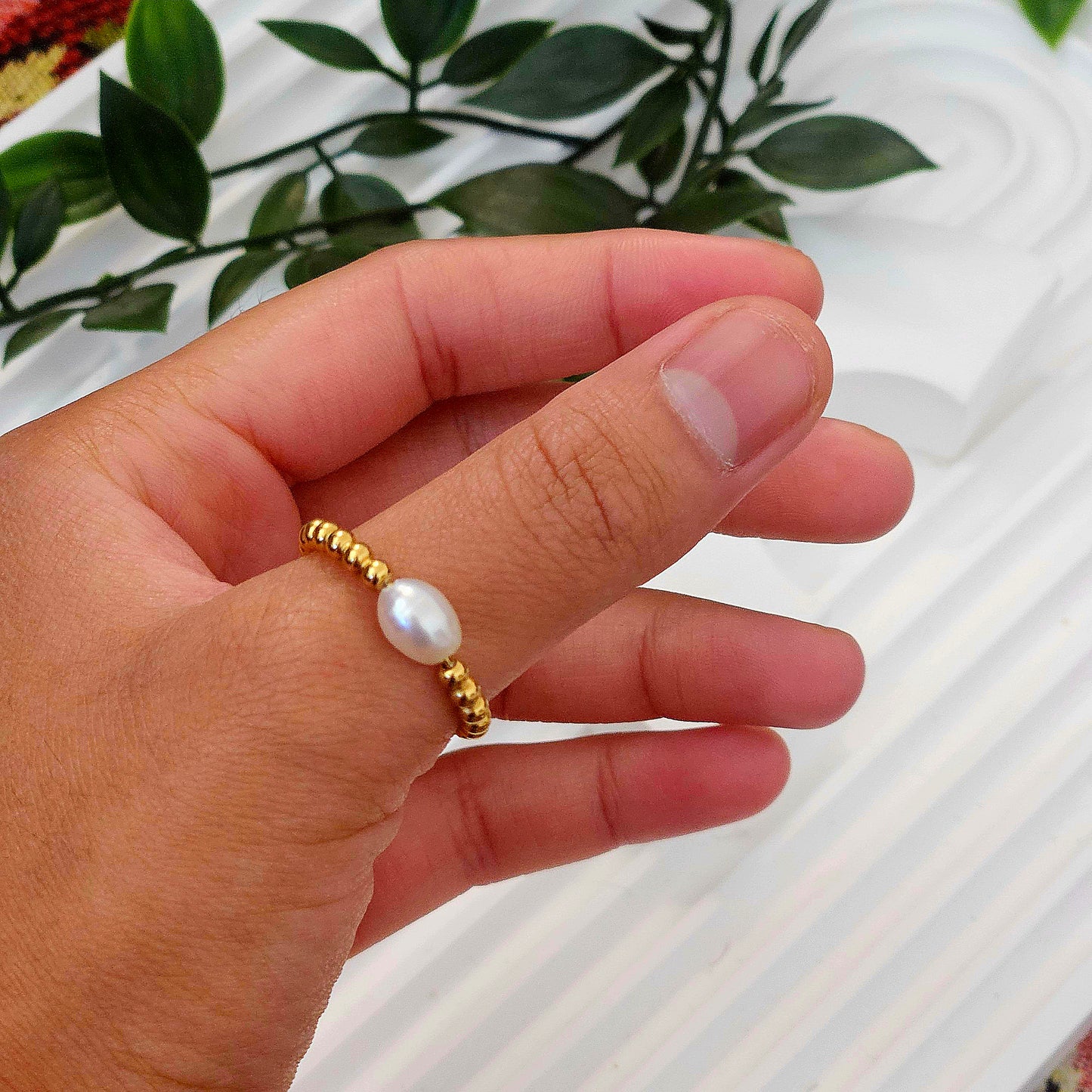 Beaded Pearl Ring
