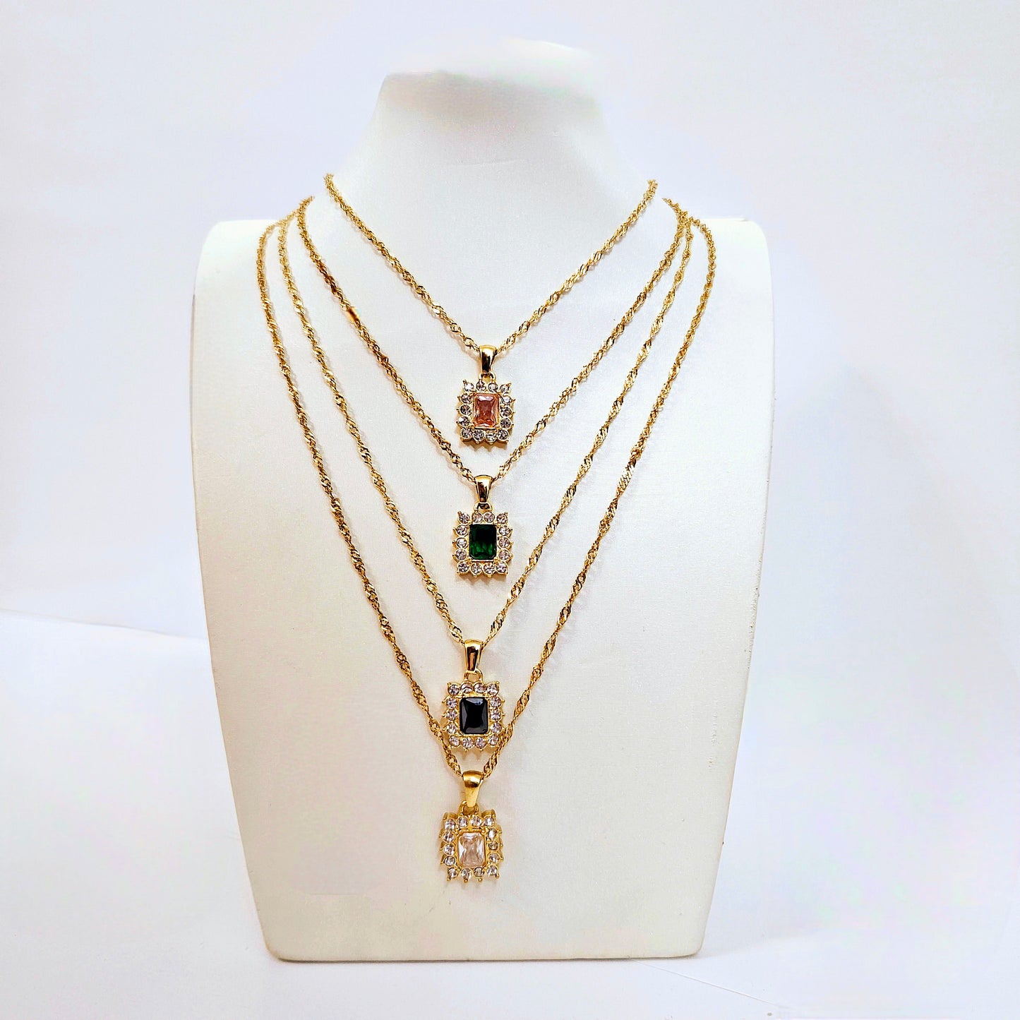 Rectangle Sunflower Necklace - 4 Stone Colors