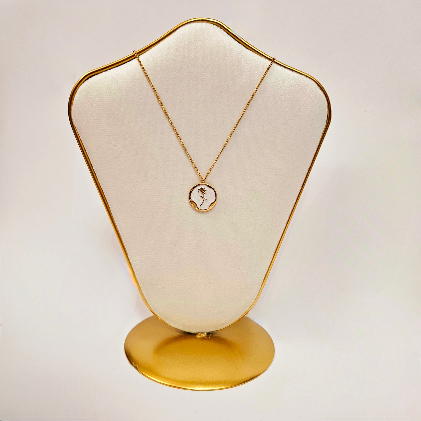 White Shell Rose Necklace