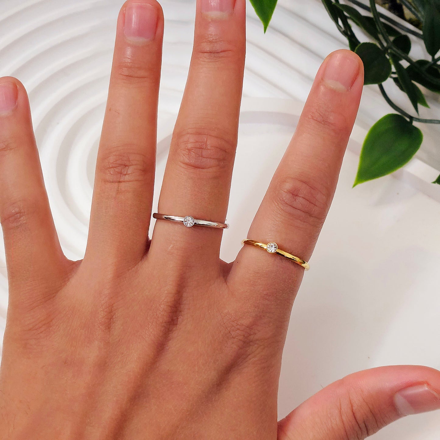 Dainty Single Gem Ring