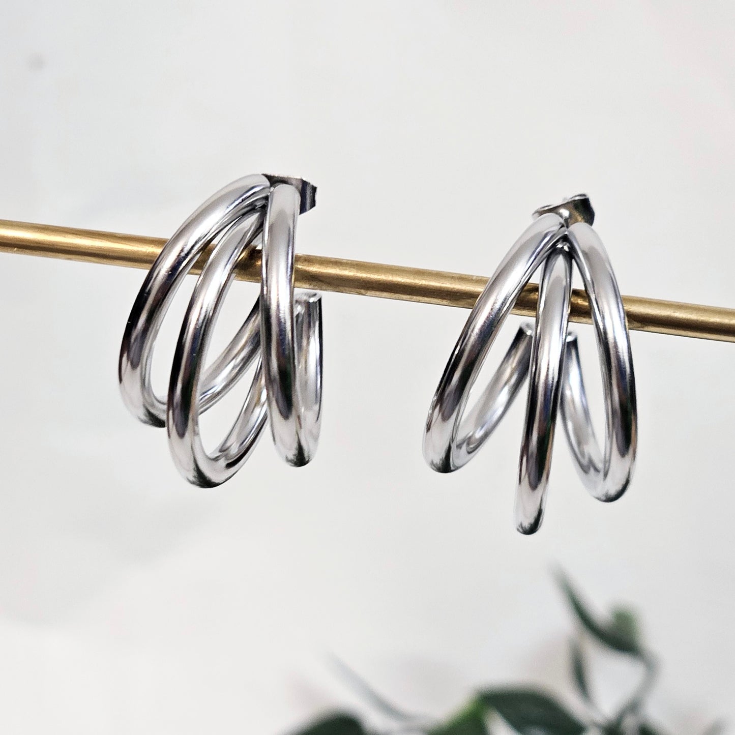 Three Tier Earrings - Silver