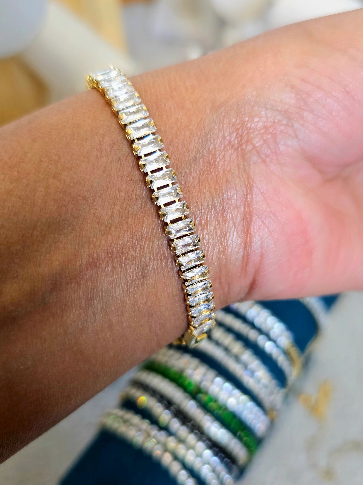Luxury Rectangle Zirconia Tennis Bracelet - Gold