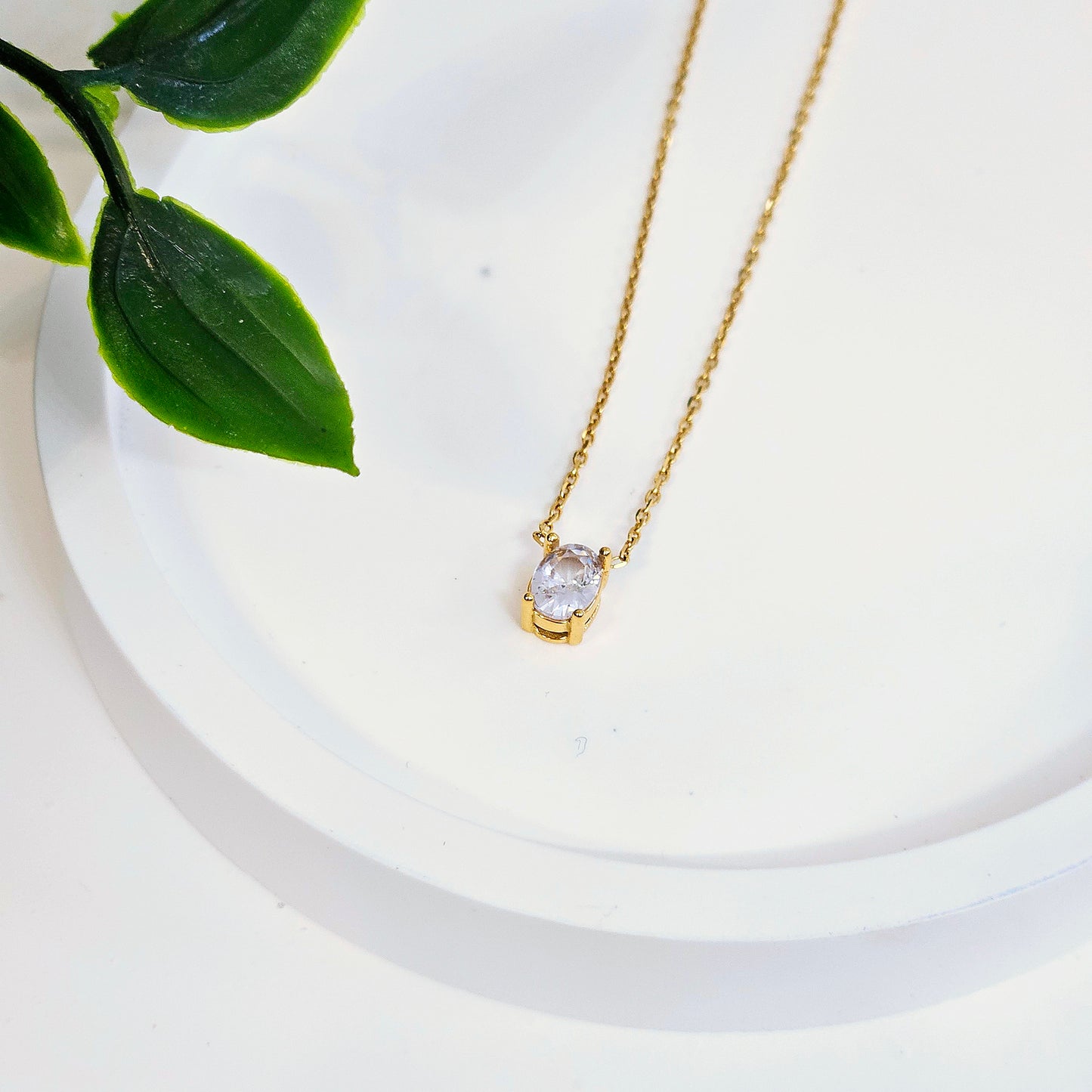 Single Tiny Everyday Oval Necklace