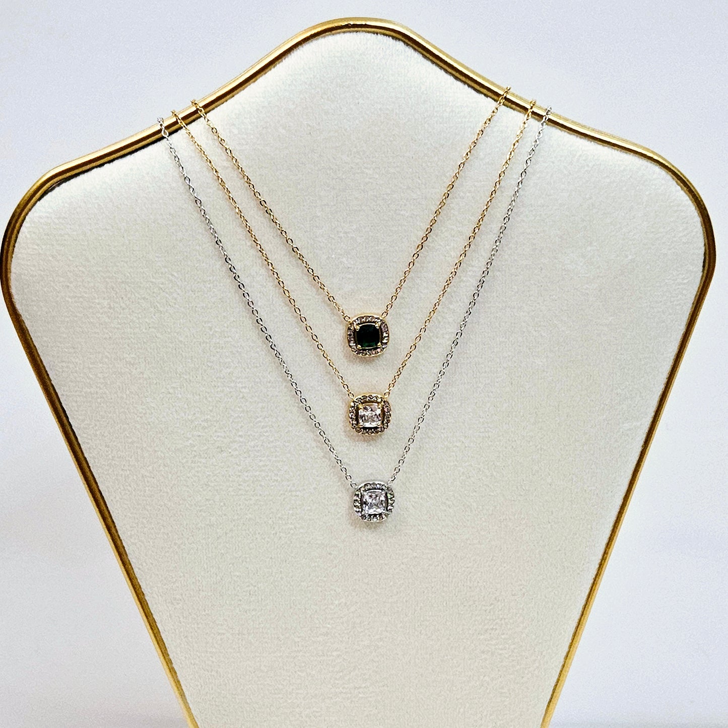 Square Gem Necklace - 3 Types
