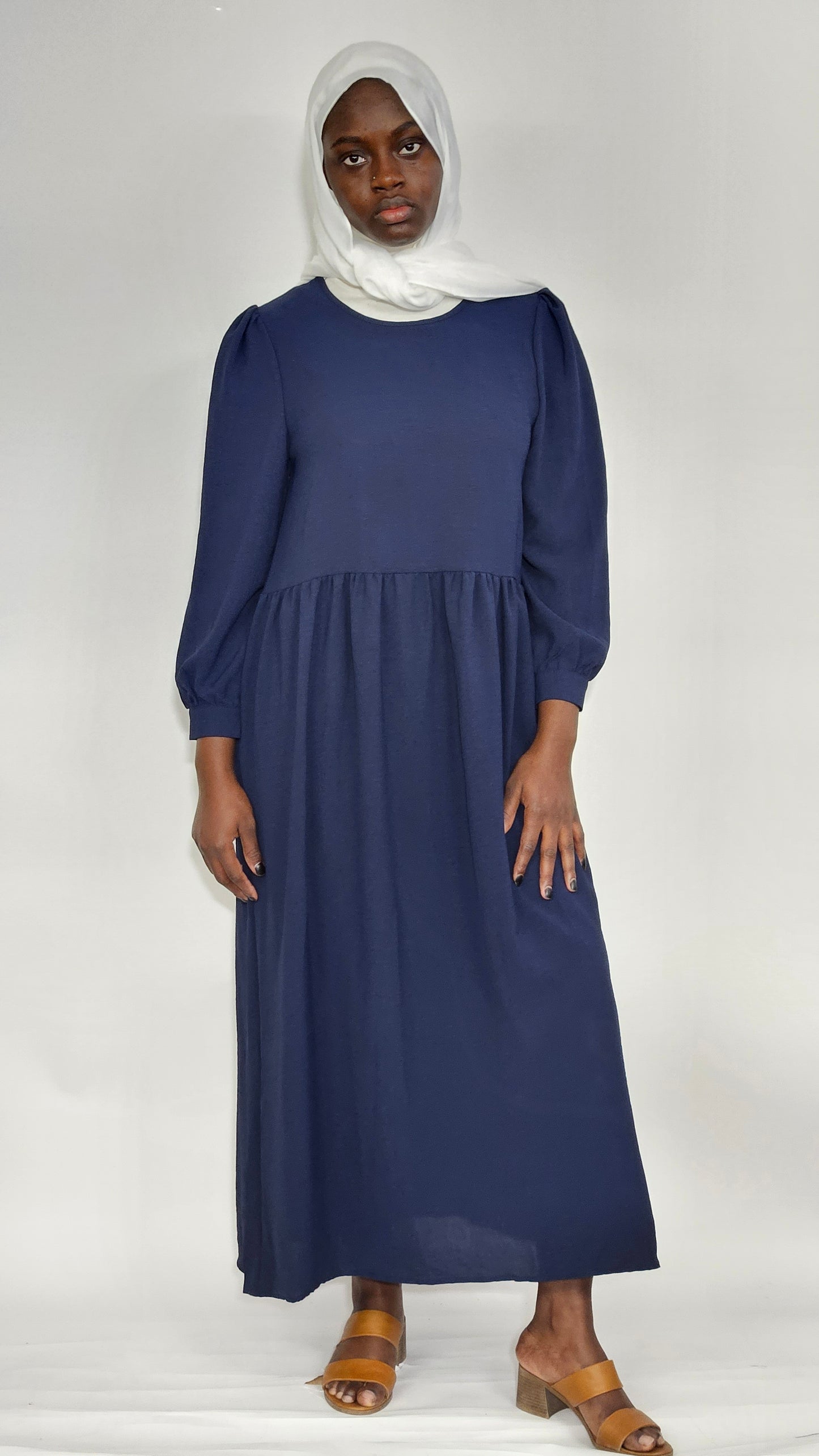 Melek Midi Dress - Navy Blue