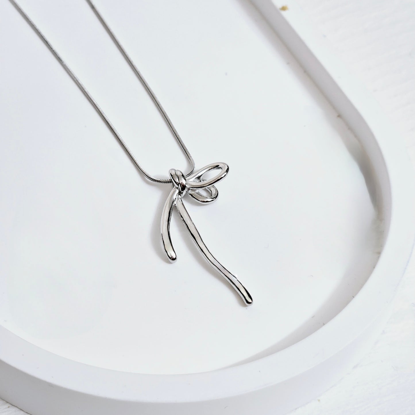 Half Bow Necklace - Silver