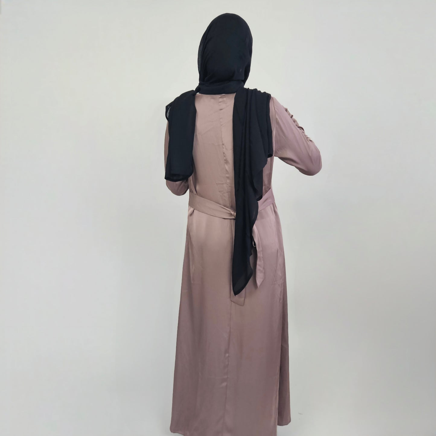 Soft Satin Ruffle Dress - Dusty Purple