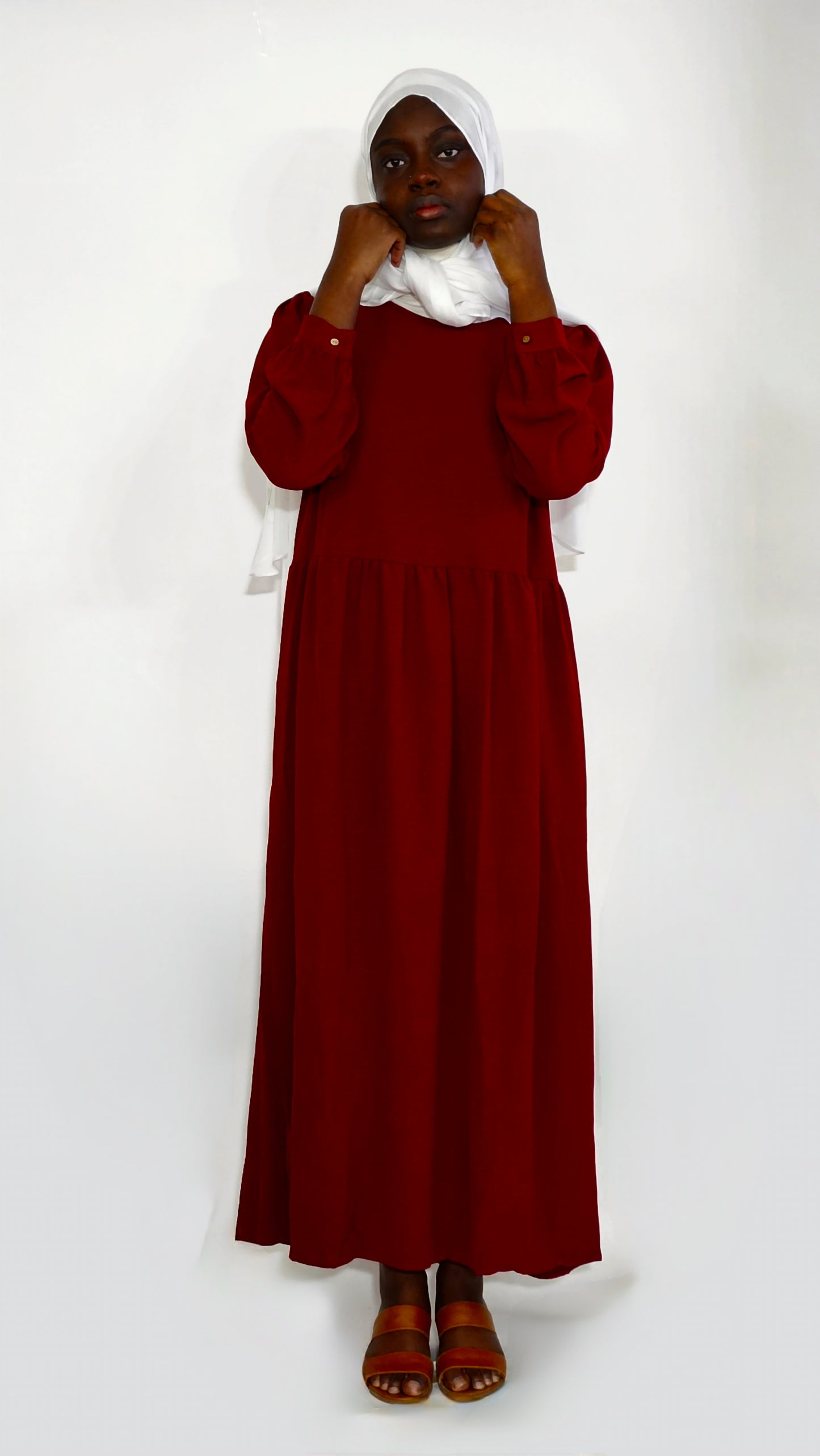 Melek Midi Dress - Maroon