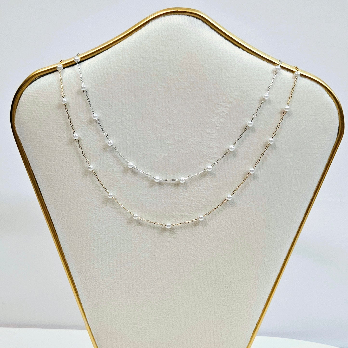 Dainty Tiny Pearl Necklace - Silver or Gold