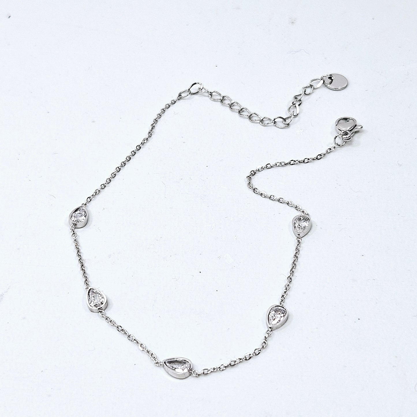 Teardrop Satellite Anklet - Silver