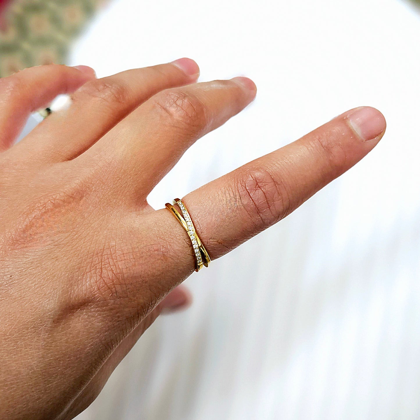 Criss Cross Gemmed Band