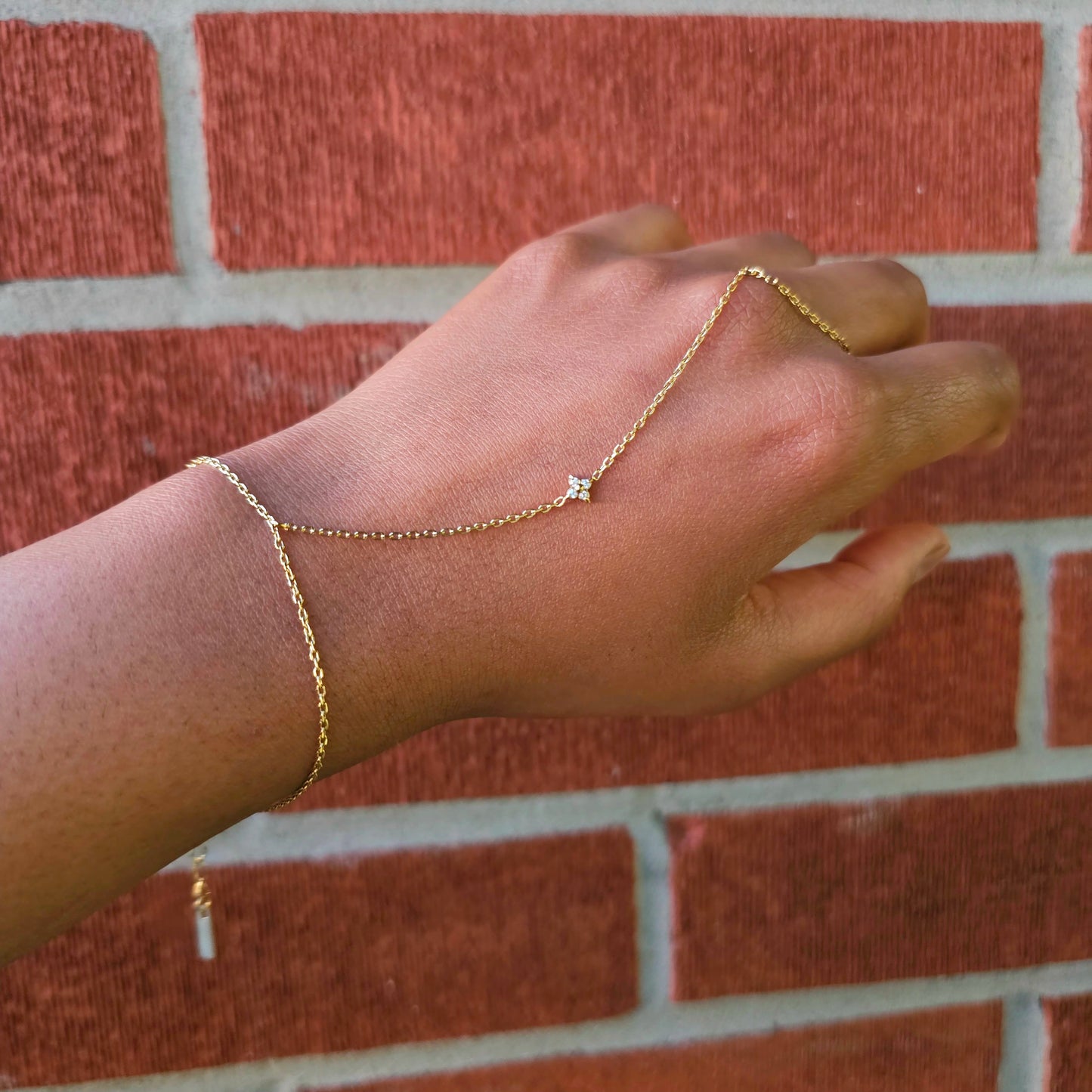 Dainty Floral Hand Chain- Gold