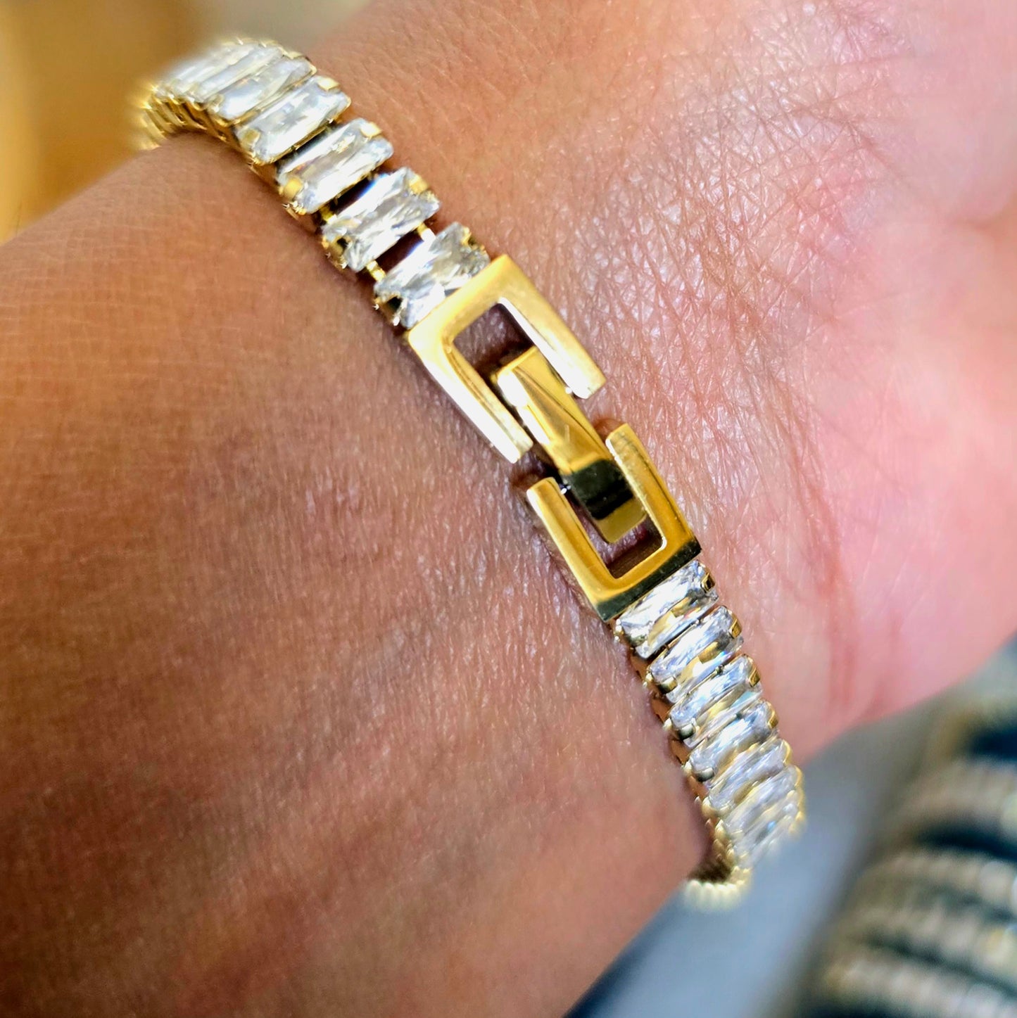 Luxury Rectangle Zirconia Tennis Bracelet - Gold