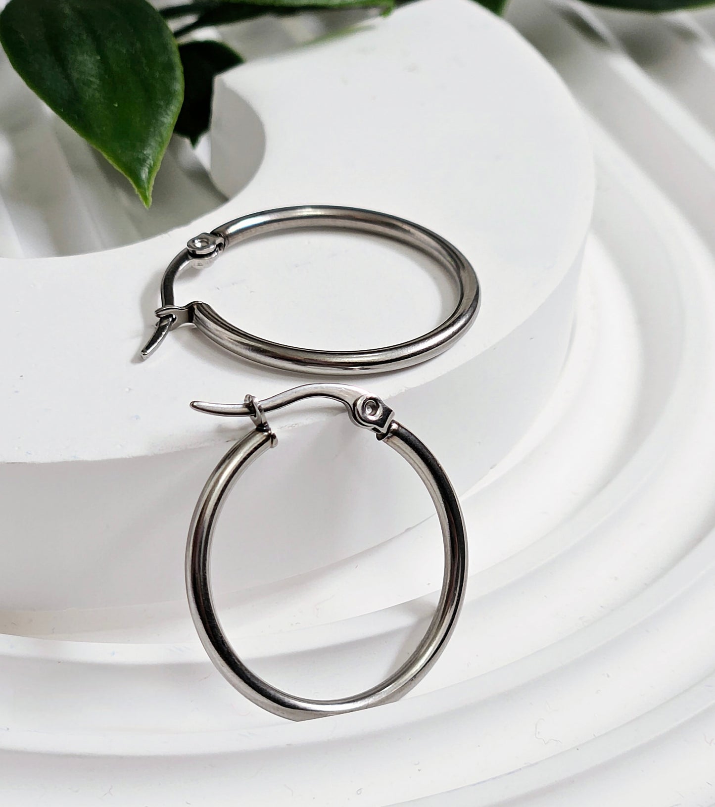 Classic Hoop Earrings - Medium, Silver