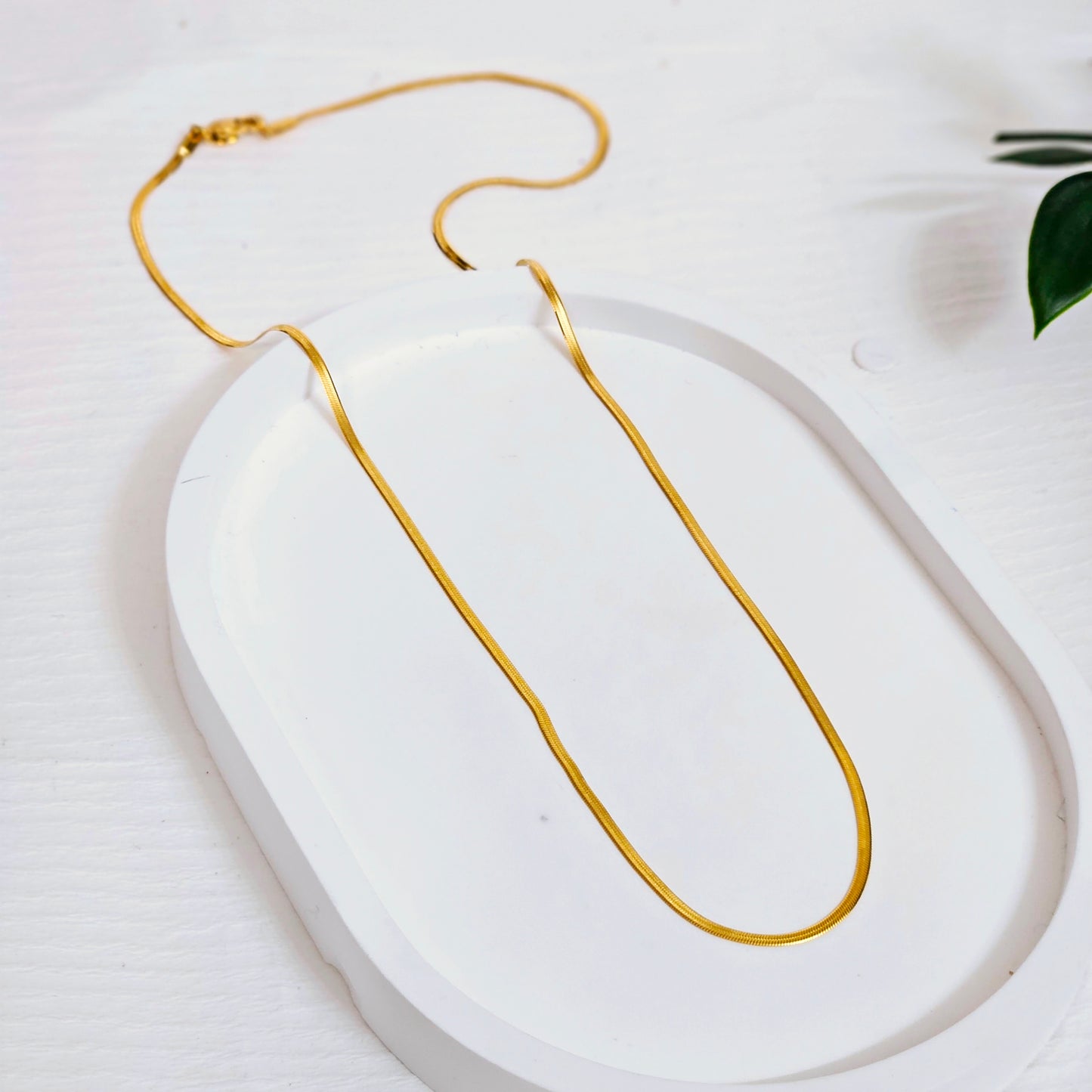 0.5mm Herringbone Necklace - Gold