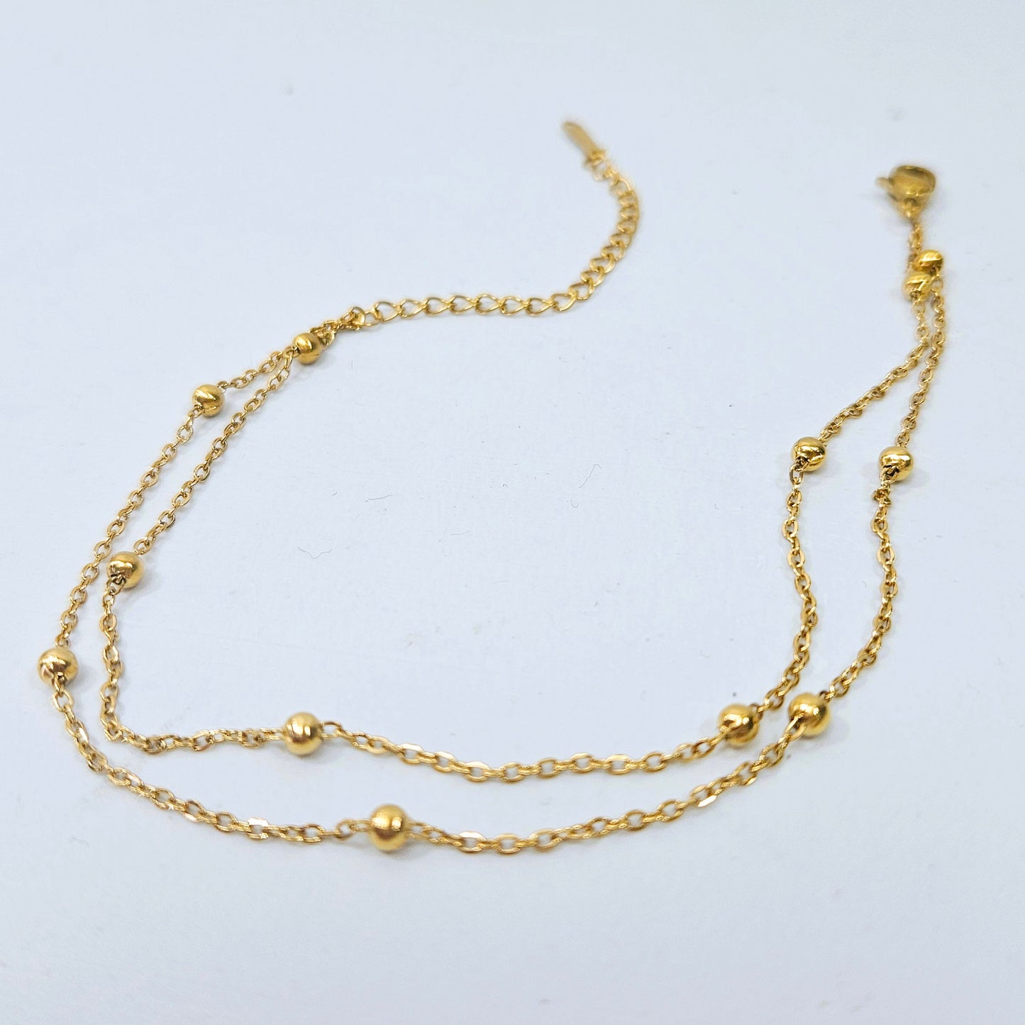 Double Dotted Everyday Anklet Gold