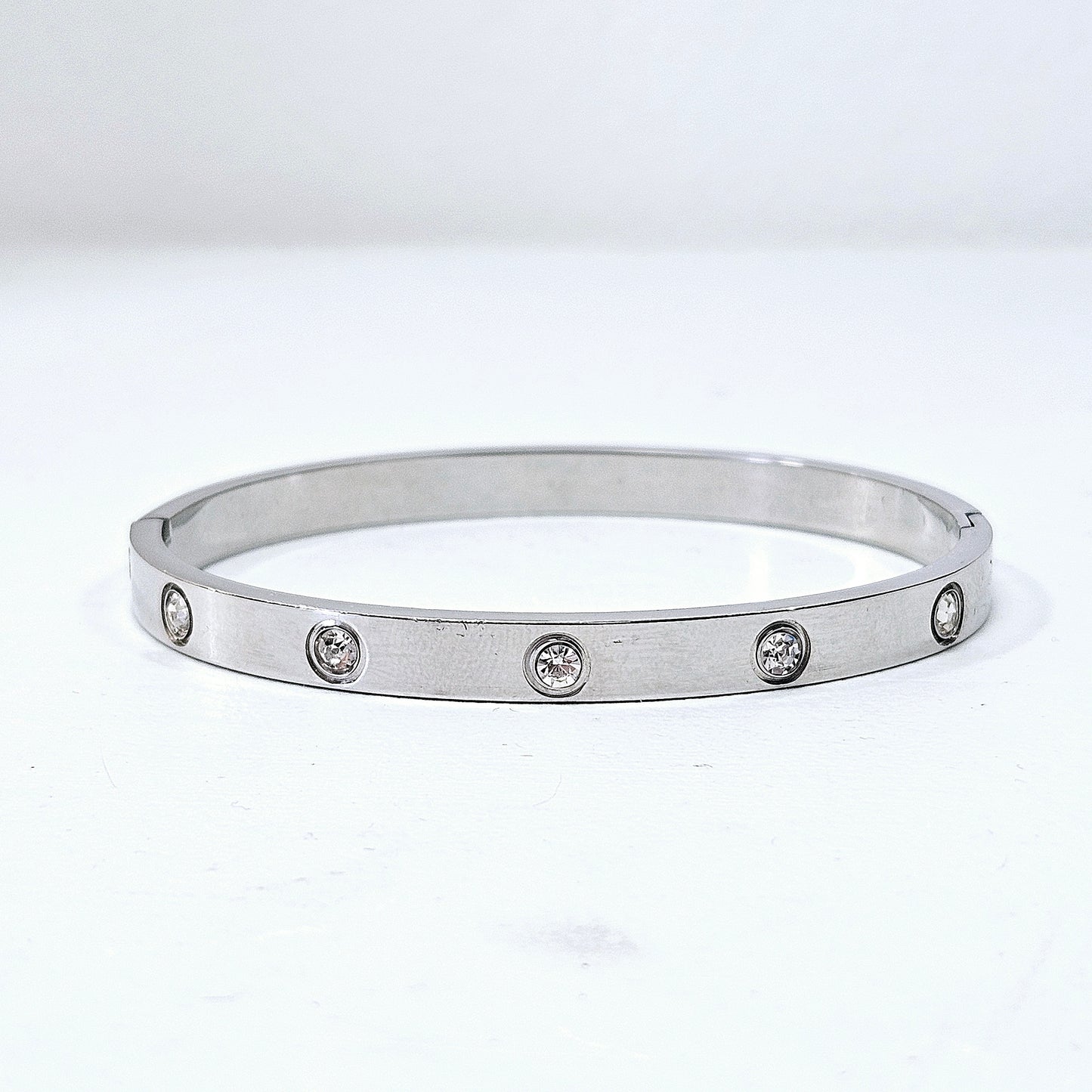 Circle Stoned Everyday Cuff Silver