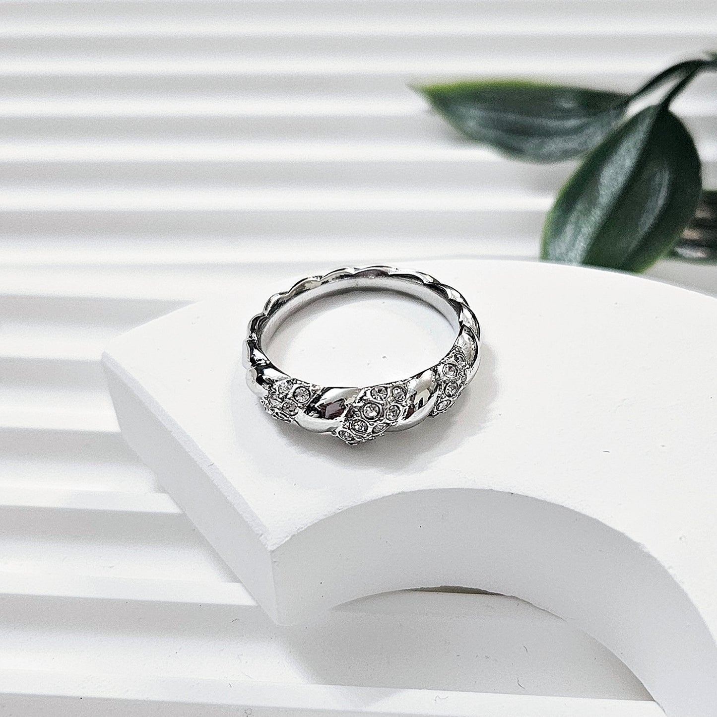 Gemmed Croissant Ring - Vintage