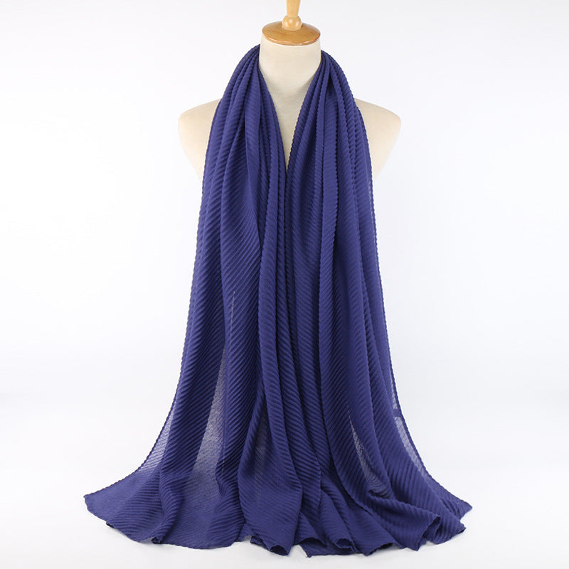 Pleated Cotton - Navy Blue