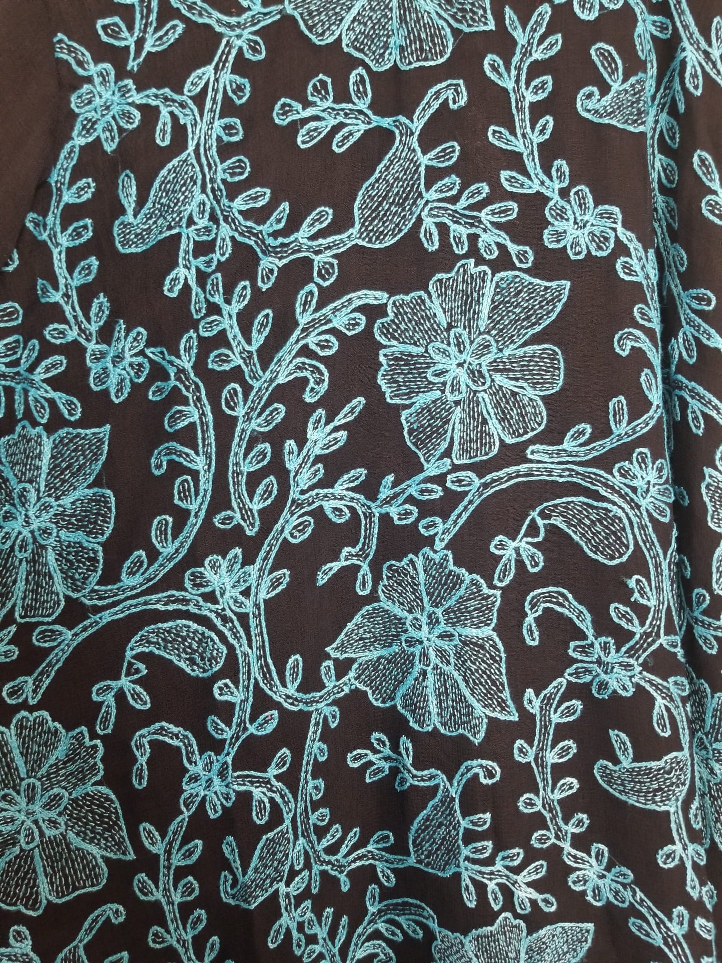 Kameez Shalwar (3 pc) - Fancy Hand Embroidered Chiffon Suit- Fancy Black and Blue