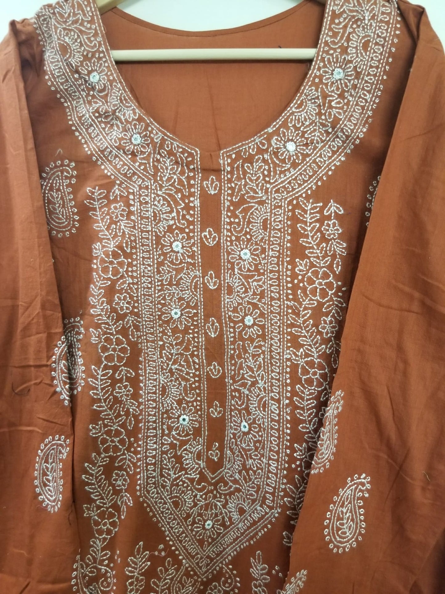 Kameez Shalwar (3 pc) - Light Choco - Embroidered