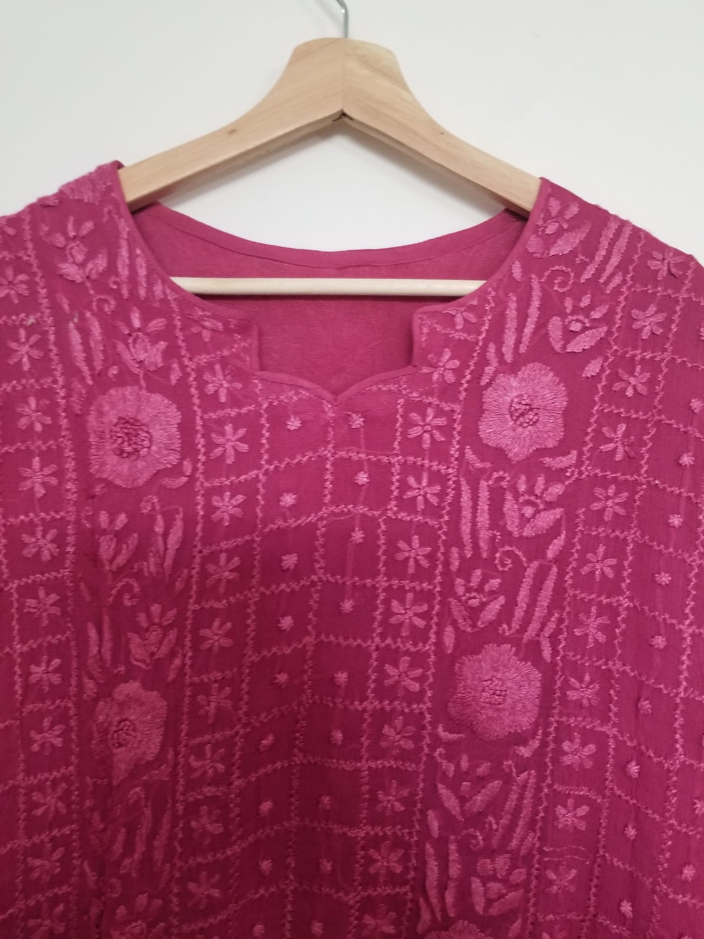 Kameez Shalwar (3 pc) - Fancy Hand Embroidered Chiffon Suit- Dusty Magenta