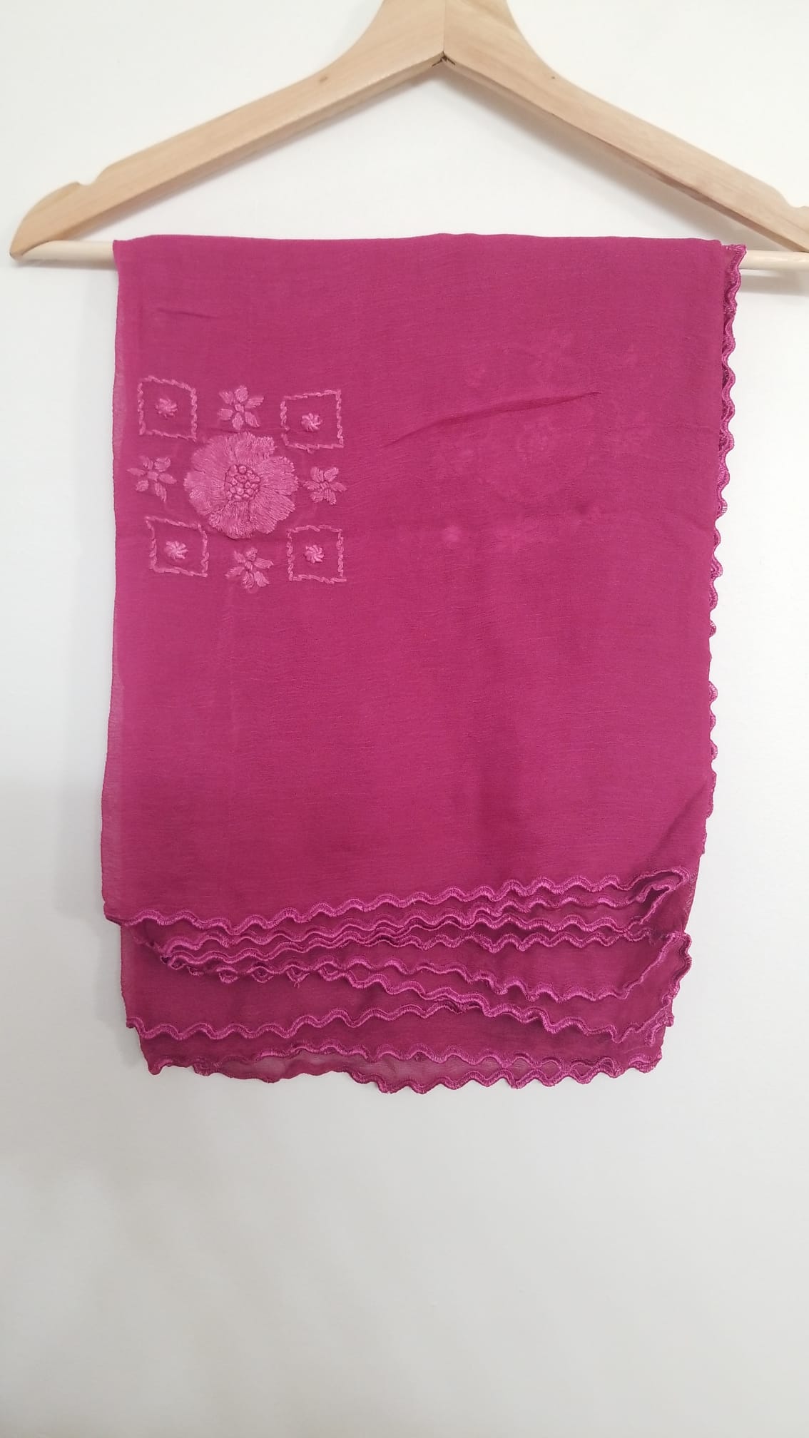 Kameez Shalwar (3 pc) - Fancy Hand Embroidered Chiffon Suit- Dusty Magenta