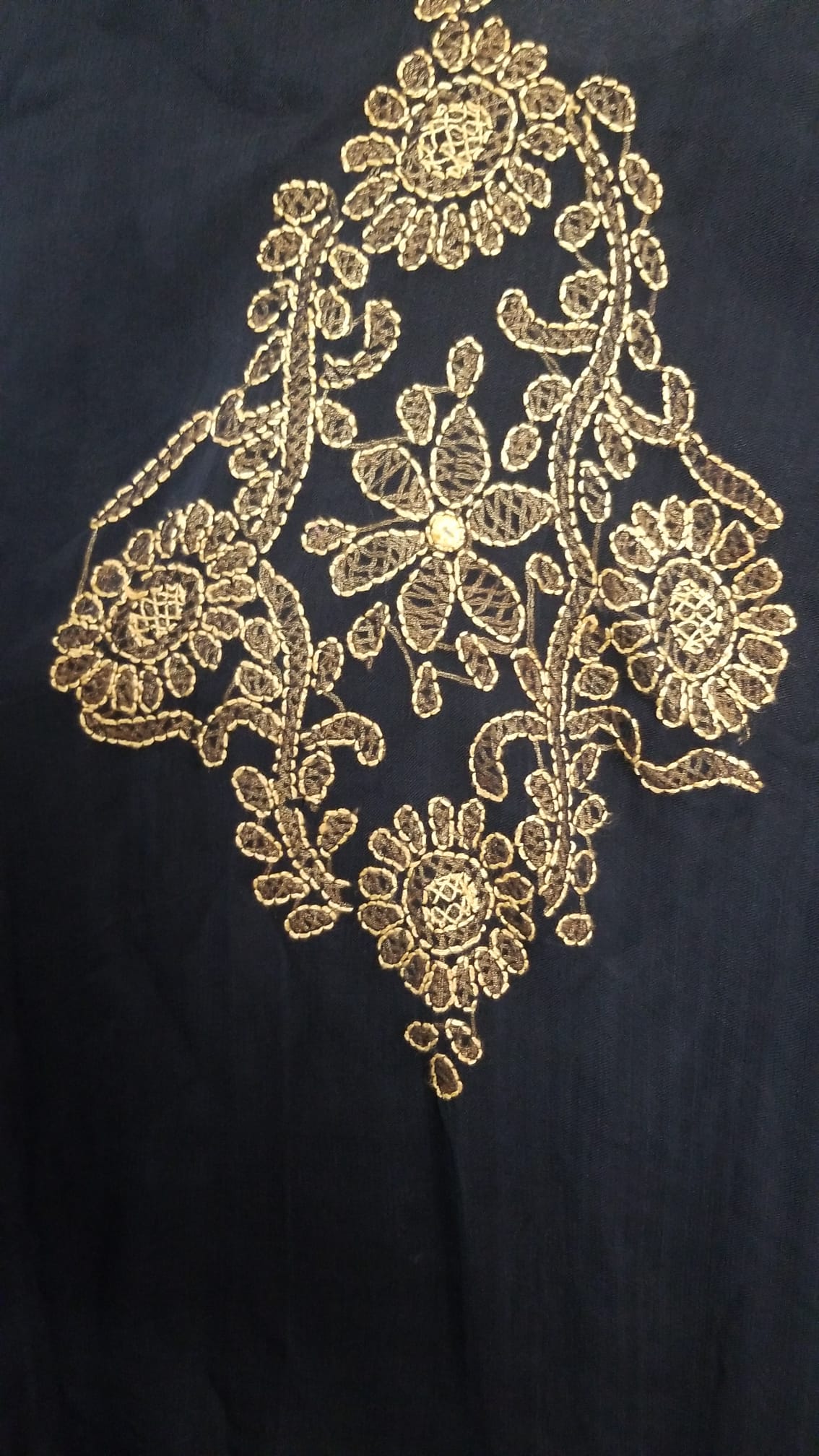 Kameez Shalwar (3 pc) - Fancy Hand Embroidered Chiffon Suit- Fancy Black and Yellow
