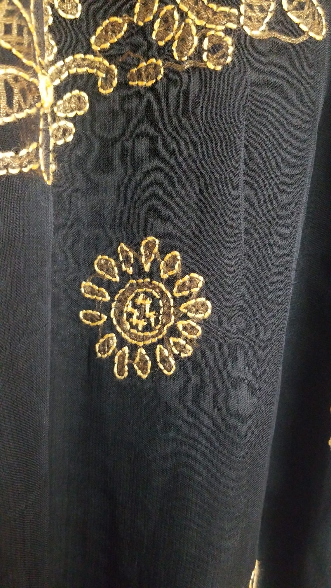 Kameez Shalwar (3 pc) - Fancy Hand Embroidered Chiffon Suit- Fancy Black and Yellow