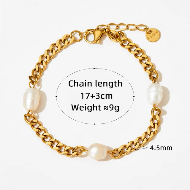 Fresh Water Pearl - Cuban Bracelet