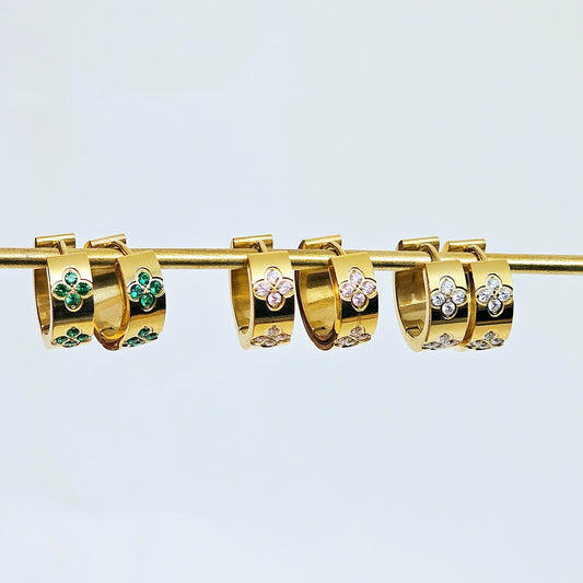 Zircona Gem Flower Hoop - 3 types