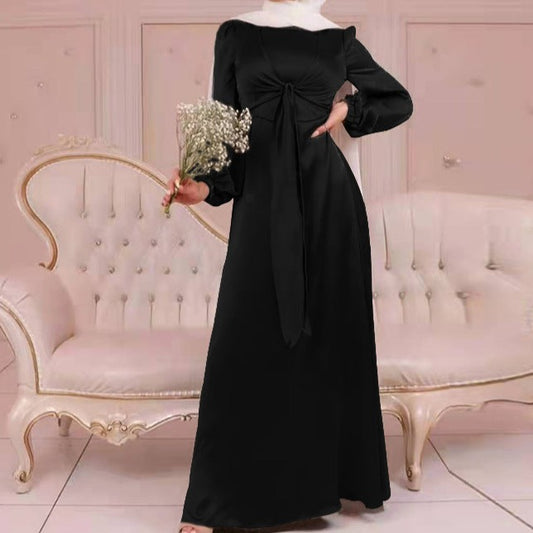 Fora Dress - Elegant Satin Black