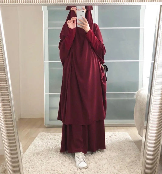 Khadija Jilbab - Maroon/Red
