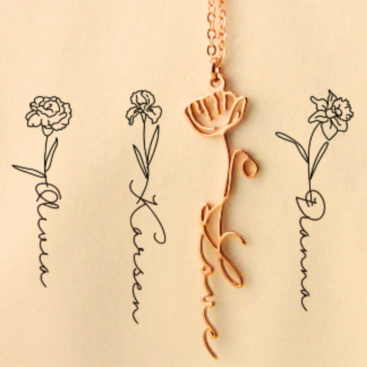 Custom Name Flower Necklace