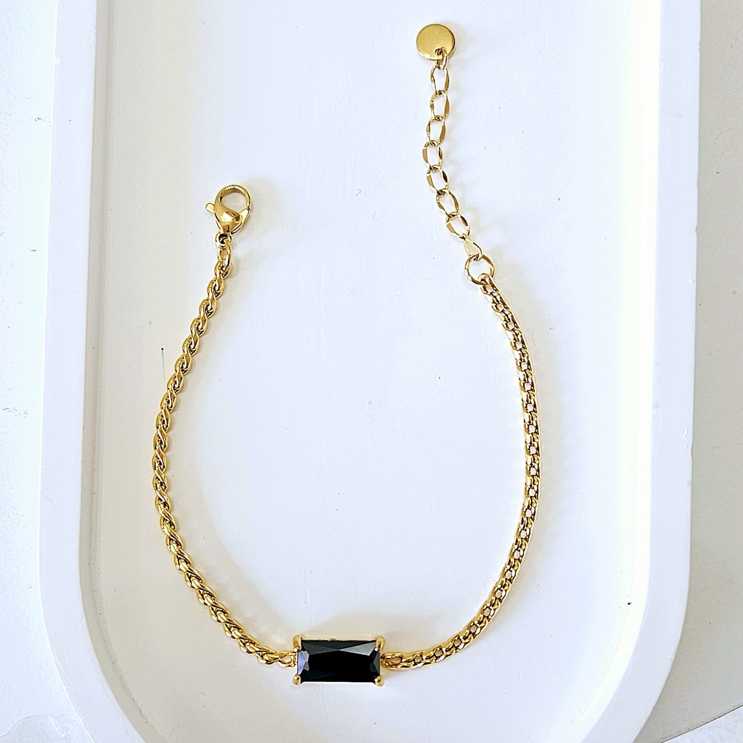 Black Gem Bracelet- Gold