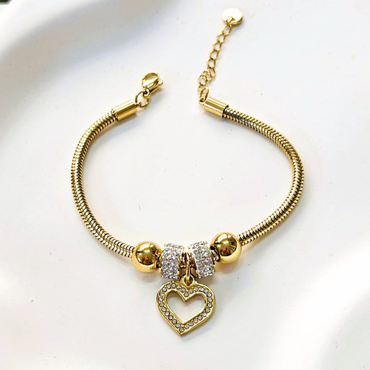 Heart Charm Bracelet - Gold