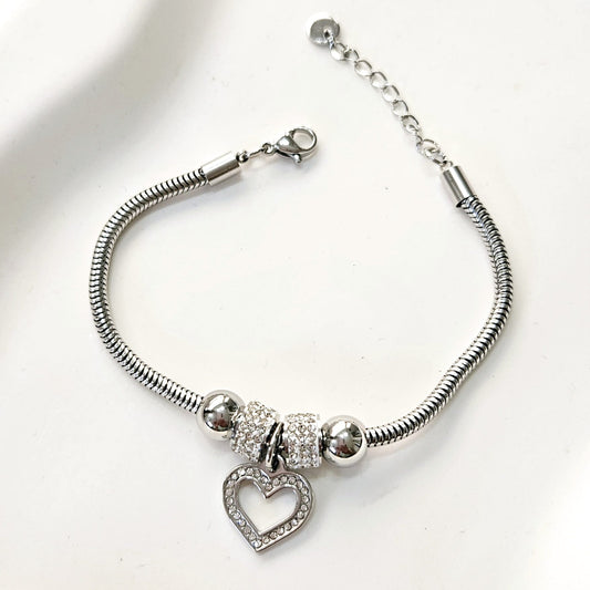 Heart Charm Bracelet - Silver