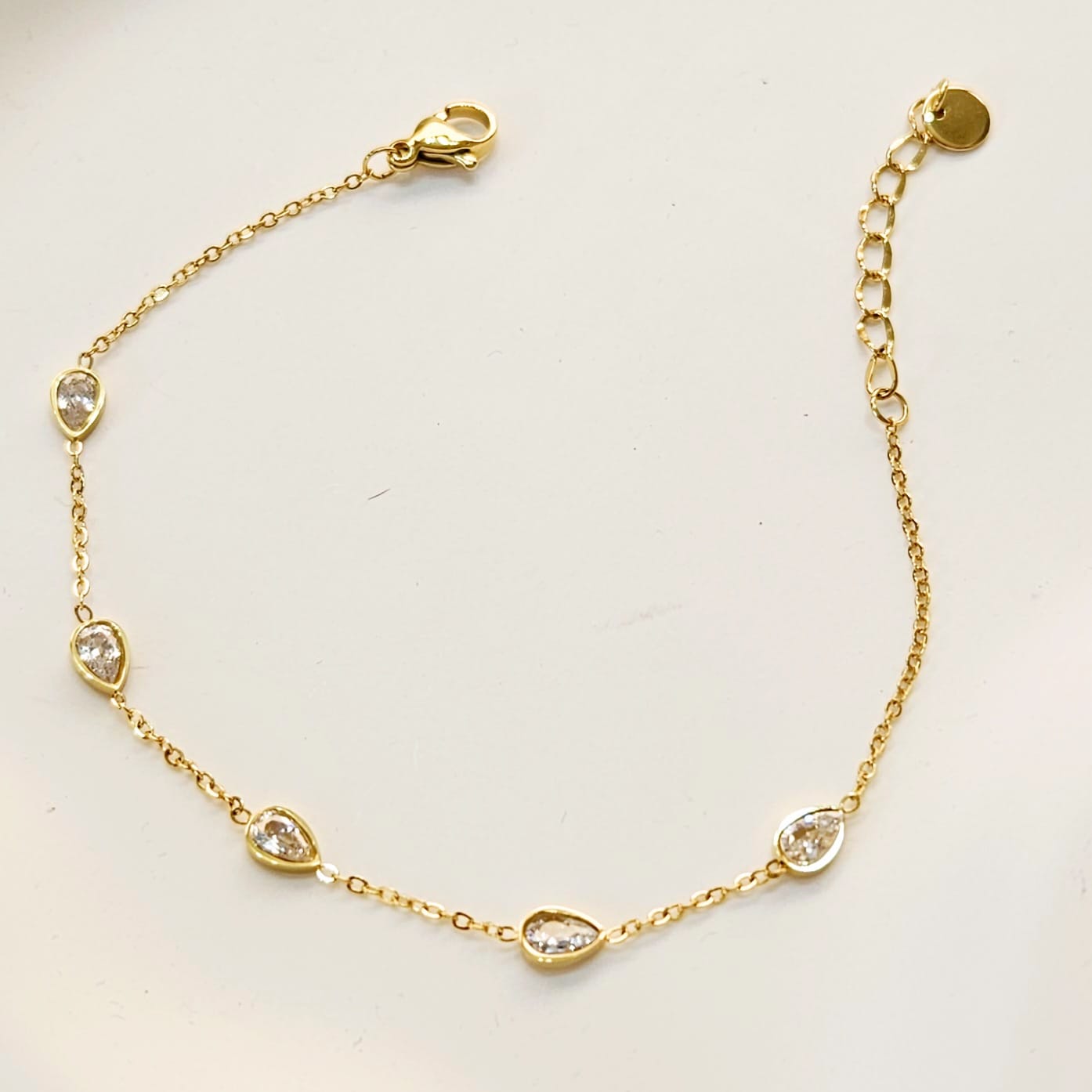 Tear Drop Bracelet - White & Gold