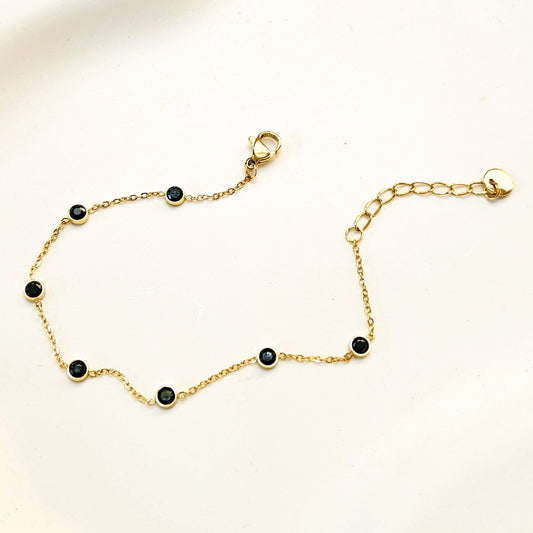 Black Dotted Bracelet - Gold