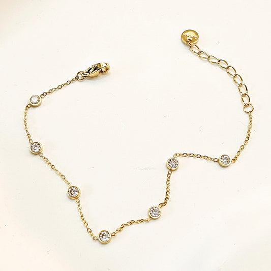 White Dotted Bracelet - Gold