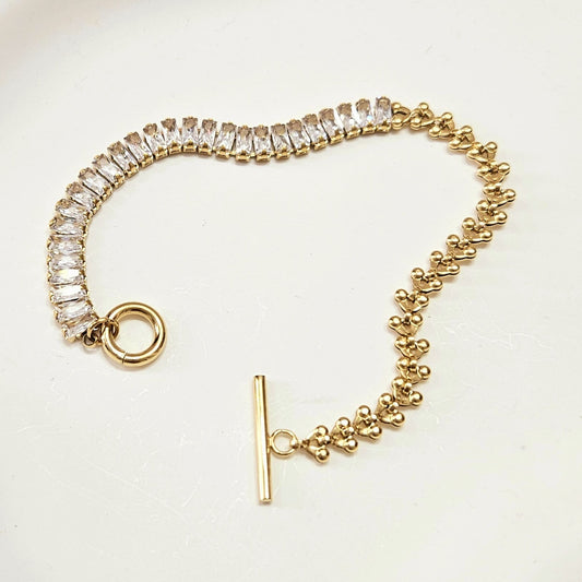 Half Tennis Branch Bracelet - Gold