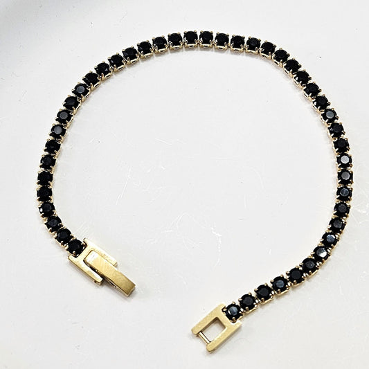 Thin Tennis Bracelet - Black Gem