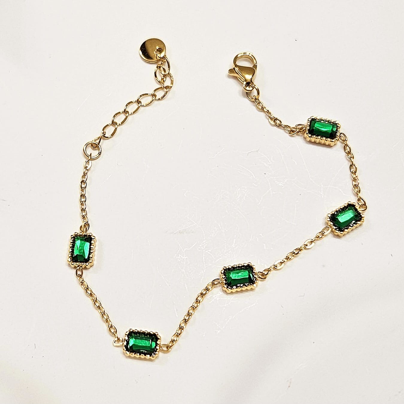 Casablanca Square Gem Bracelet - Green & Gold