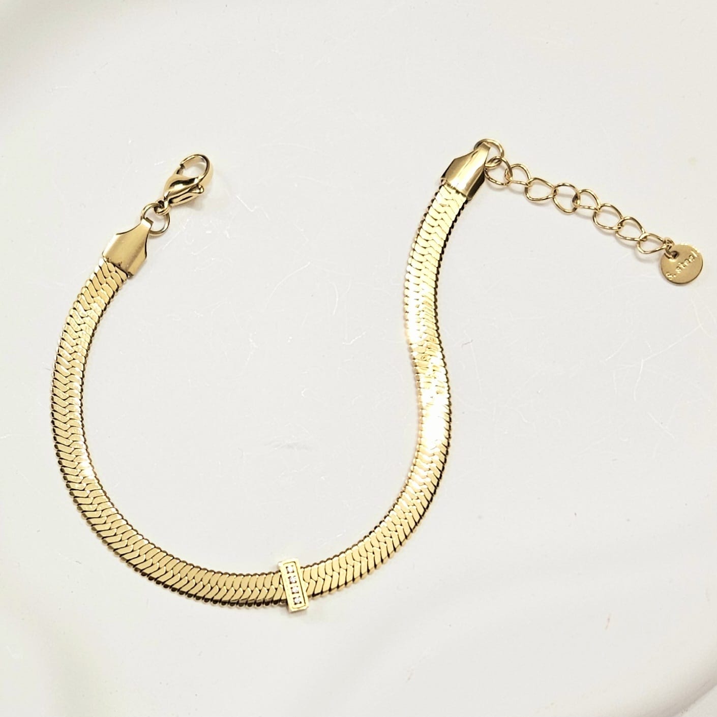 Snake Bracelet - Three White Gems