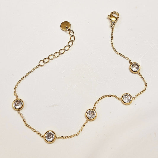 Circle Gem Bracelet - Gold