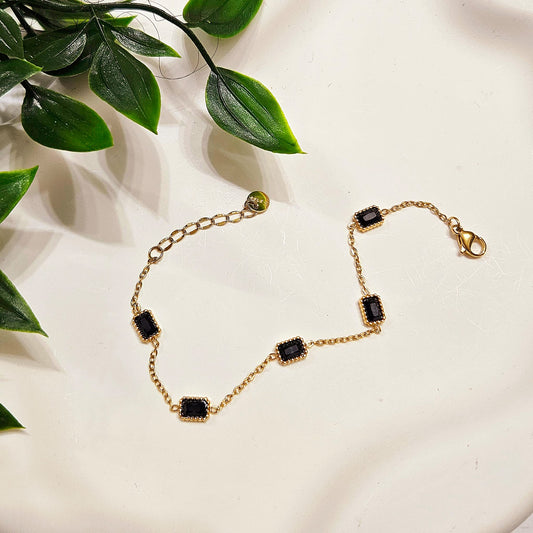 Casablanca Square Gem Bracelet - Black & Gold