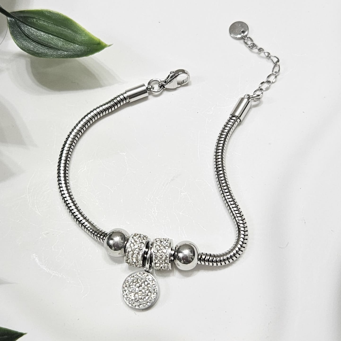 Circle Charm Bracelet- Silver