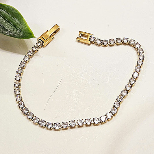 Full Thin Tennis Bracelet - White Gem