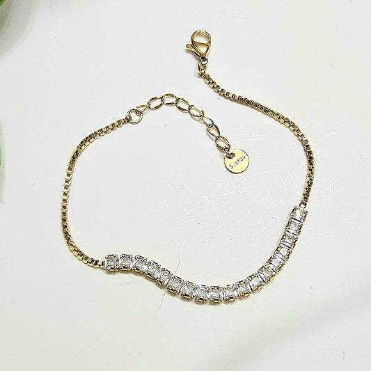 Thin Tennis Bracelet - White Gem